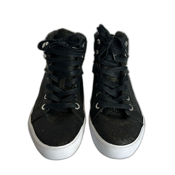 G by guess ladies black sparkle glitter high top sneaker shoes size 9.5 M - Picture 3 of 10